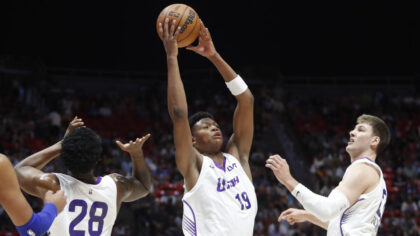 Ace Bailey Skies To Swat 76ers Layup Attempt Off Backboard