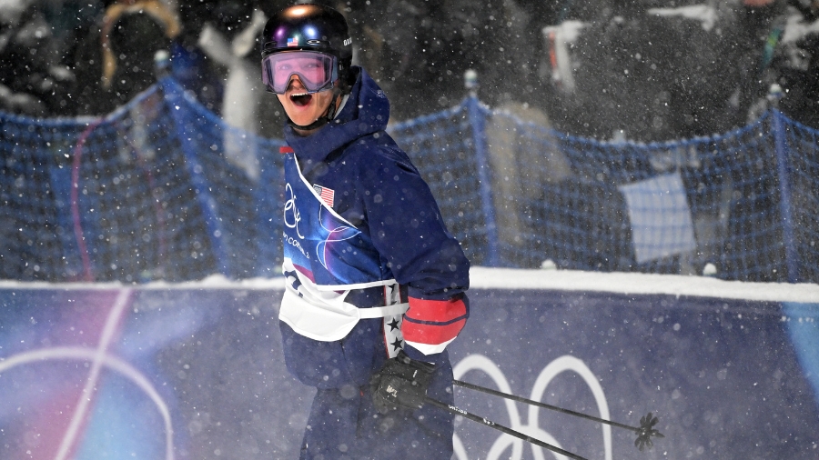 LIVIGNO, ITALY - FEBRUARY 17: Mac Forehand of Team United States reacts after competing in run thre...