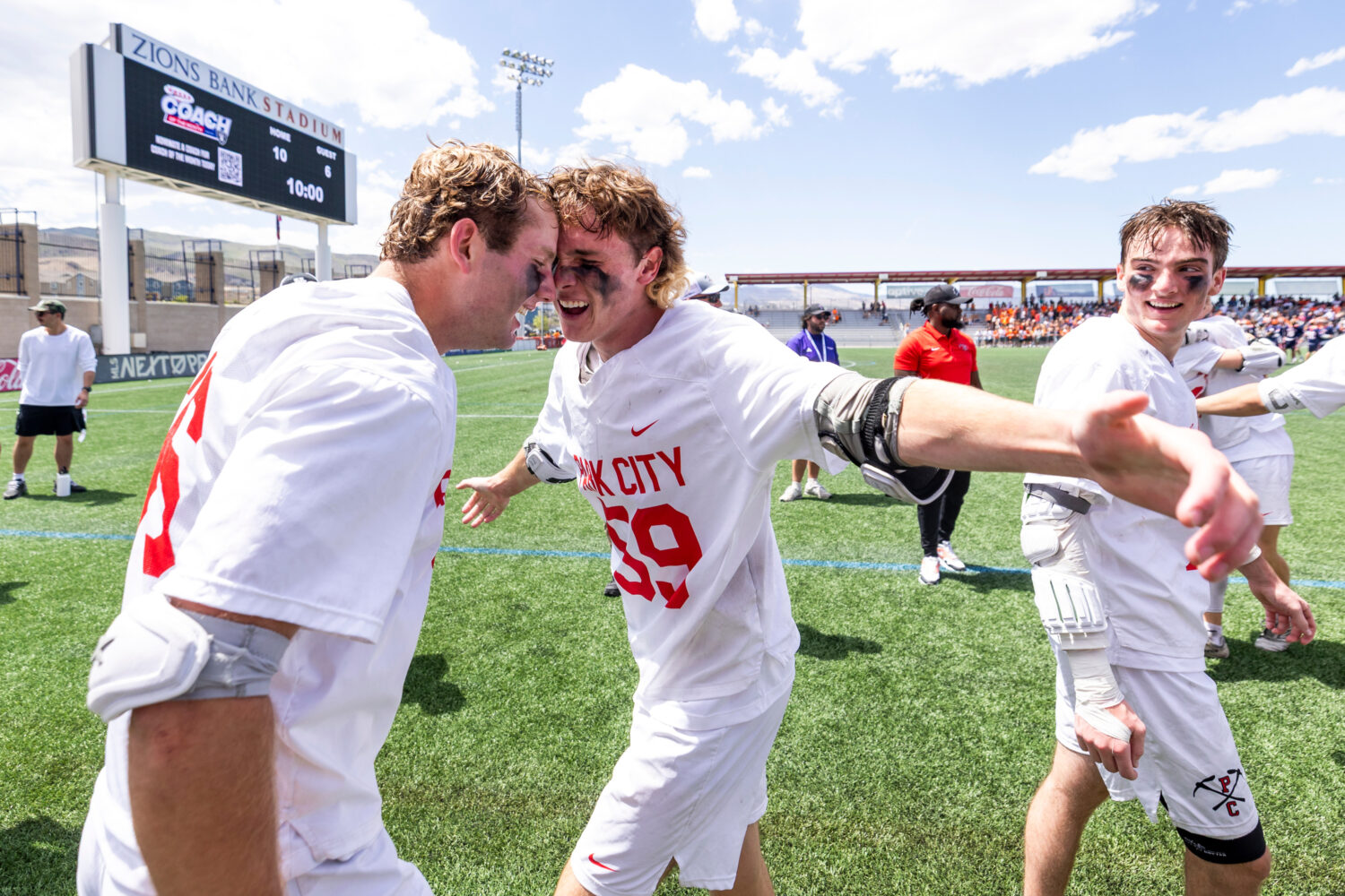 Park City plays Brighton in the 5A boys lacrosse championship game at Zions Bank Stadium in Herrima...