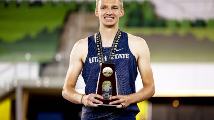 NCAA outdoor track and field: Utah State's Logan Hammer punctuates historic collegiate career with silver