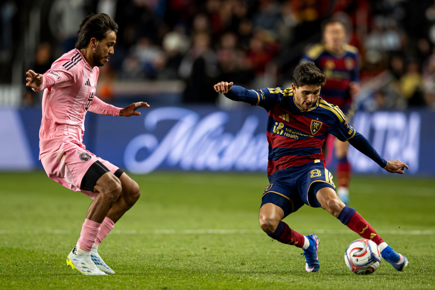 Real Salt Lake midfielder Juan Manuel Sanabria (8) controls the ball during the second half of an M...