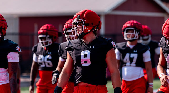 Utah defensive end Ethan Day talks at fall camp...