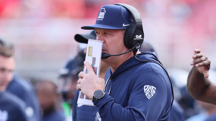 Head Coach Bronco Mendenhall of the Utah State Aggies...