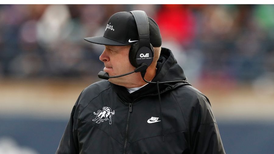 Head Coach Bronco Mendenhall of the Utah State Aggies...